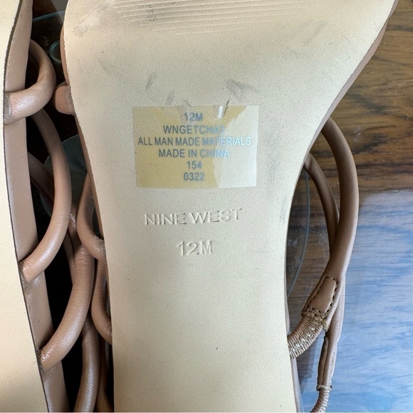 NINE WEST Strappy Open Toe Heel Sandals Platform Block Heels Size 12 - Picture 14 of 15